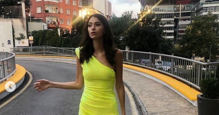 Aleyna Solaker, sarı dekolteli elbisesiyle beğenileri topladı
